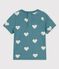Camiseta de manga corta con estampado de corazones de algod&oacute;n de beb&eacute; verde/crudo