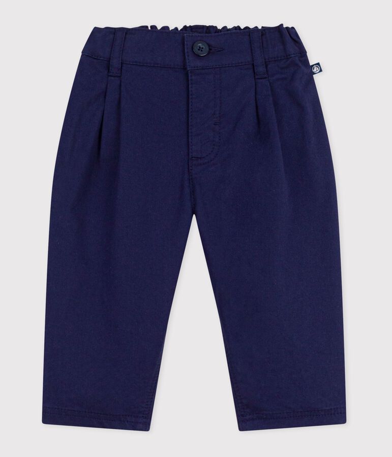 Pantal&oacute;n para beb&eacute; de sarga lisa azul SOIR