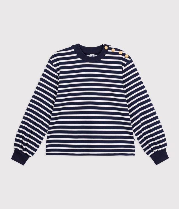 Marinera de algod&oacute;n para mujer azul/blanco