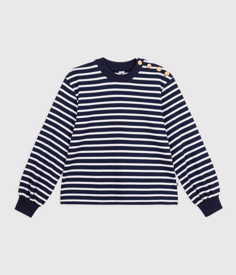 Marinera de algod&oacute;n para mujer azul/blanco