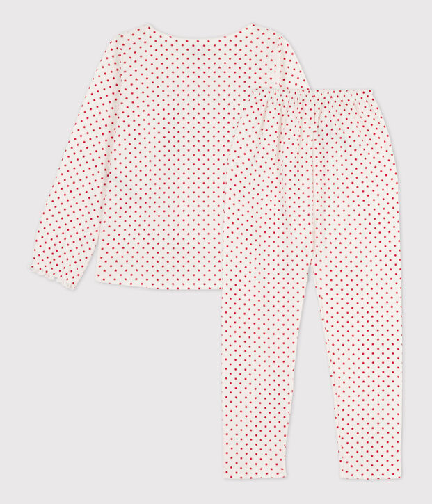 Pijama con estampado de estrellas de algod&oacute;n de ni&ntilde;a blanco/rojo