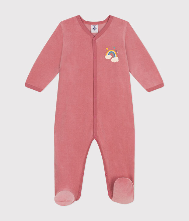 Pijama de terciopelo para beb&eacute; rosa