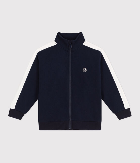 Sudadera infantil de algodón liso con cuello alto con cremallera azul SMOKING