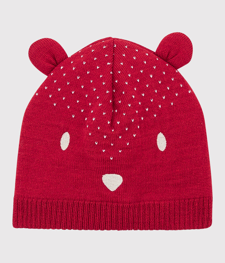 Gorro de punto de beb&eacute;. rojo