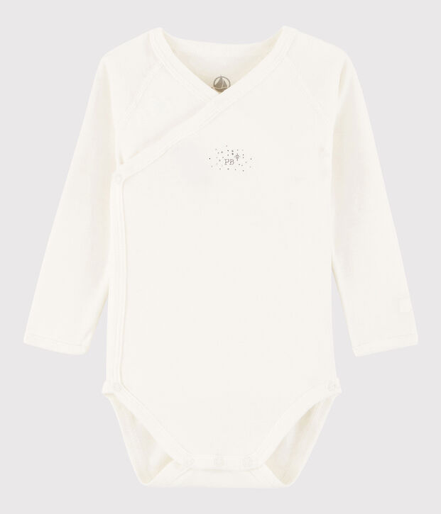 Bodi cruzado de manga larga de beb&eacute; ni&ntilde;a/ni&ntilde;o blanco