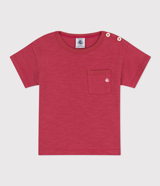 Camiseta de manga corta de punto flameado para bebé rosa PAPI