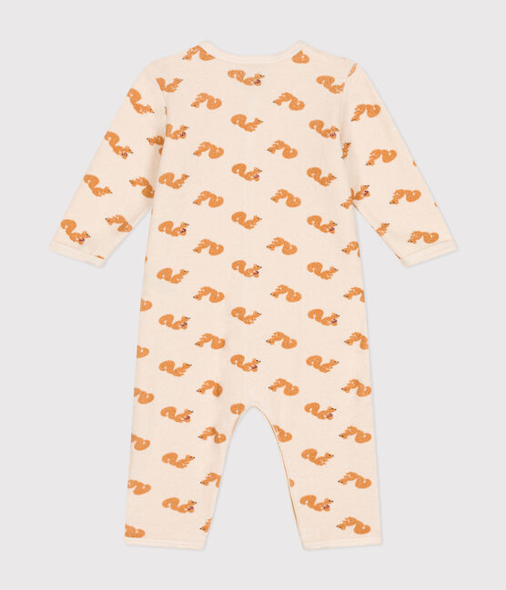 Pijama sin pies de tejido de rizo cepillado con estampado de ardilla para bebé blanco AVALANCHE/ MULTICO