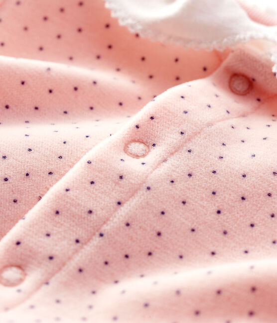 Pelele con cuello con estampado de lunares de bebé niña de terciopelo de algodón orgánico rosa MINOIS/ MAJOR