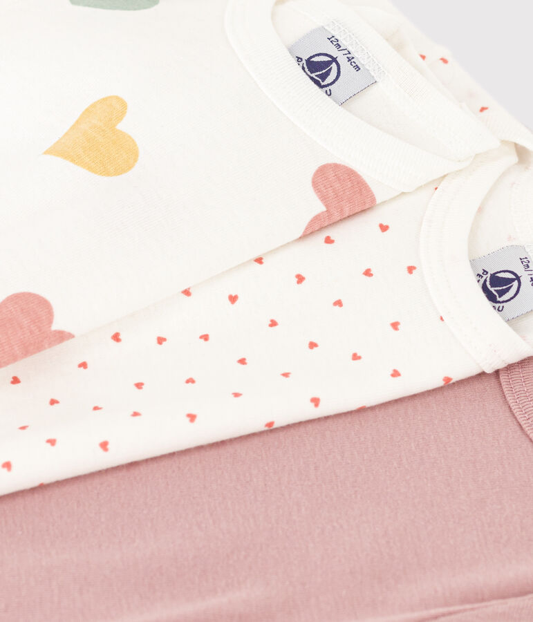 Juego de 3 bodis de algod&oacute;n de manga larga con corazones para beb&eacute; variante 1