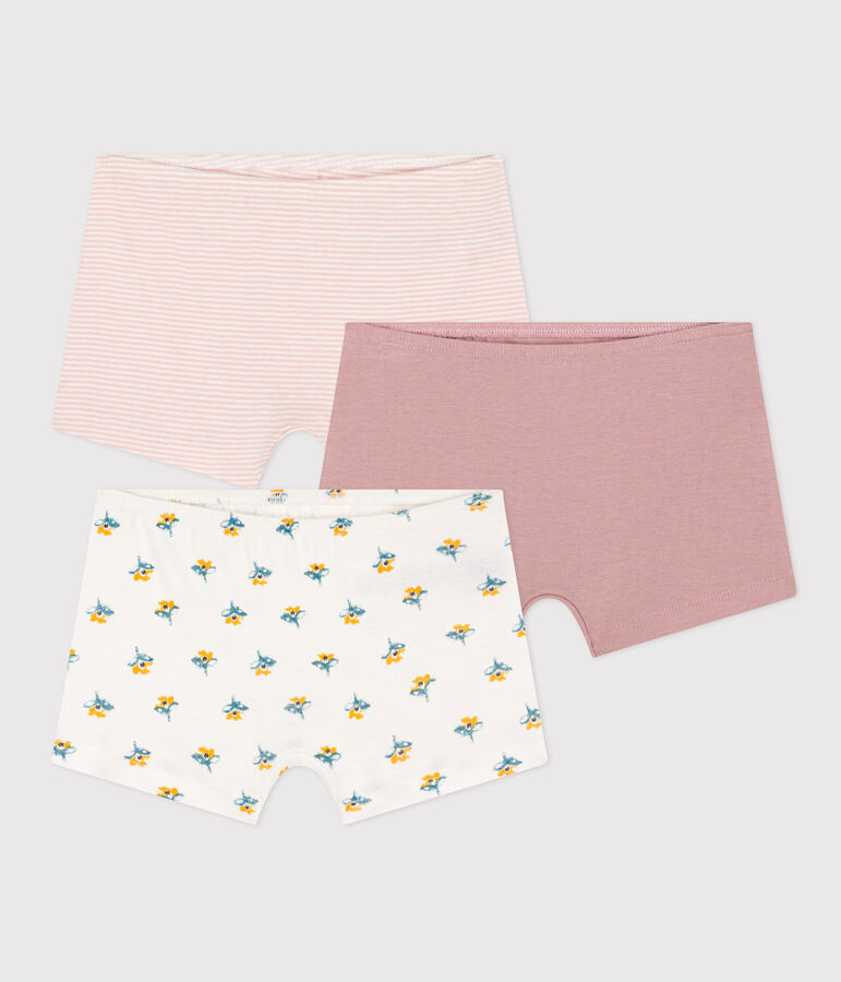 Juego de 3 culottes de algod&oacute;n con flor para ni&ntilde;a multicolor