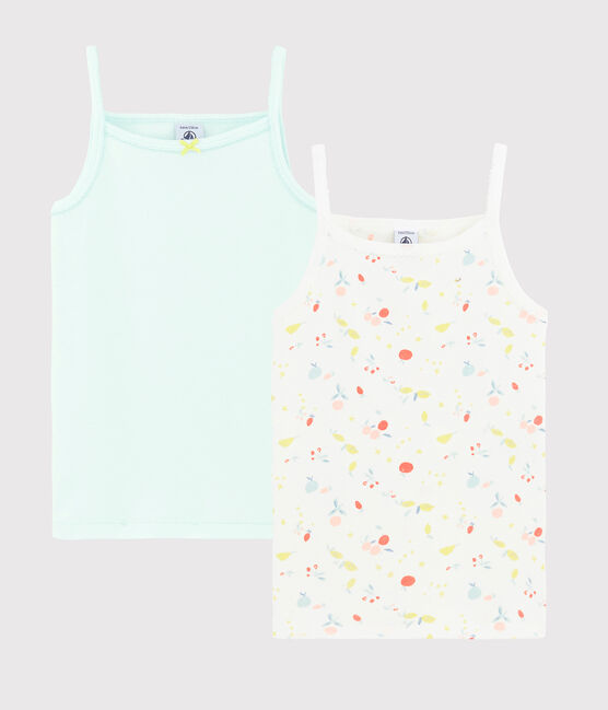 Lote de 2 camisetas de tirantes con estampado de frutas de algodón ecológico de niña variante 1