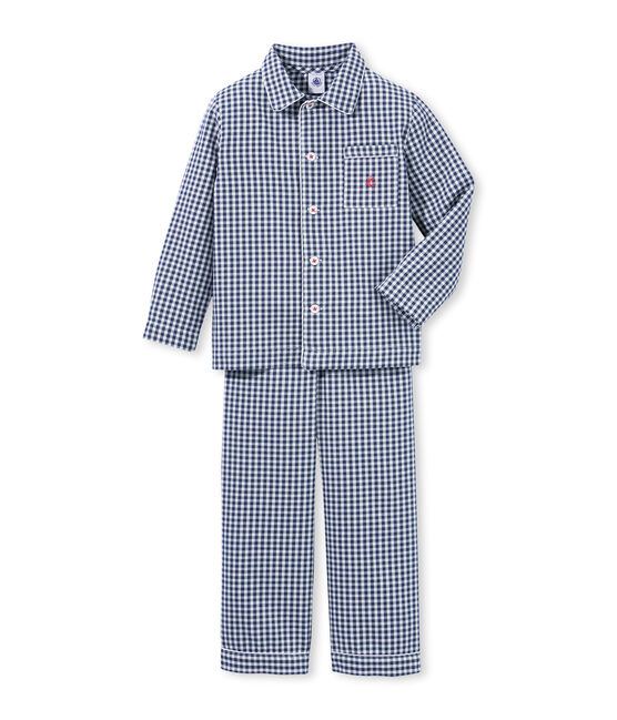 Pijama de sarga para niño azul MEDIEVAL/blanco LAIT