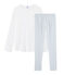 Pijama de punto para chica blanco MARSHMALLOW/azul CONTES