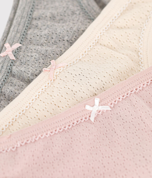 Juego de 3 braguitas de algod&oacute;n calado para ni&ntilde;a multicolor