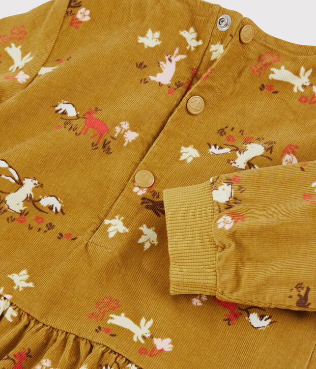 Vestido de micro pana de beb&eacute; amarillo/multicolor