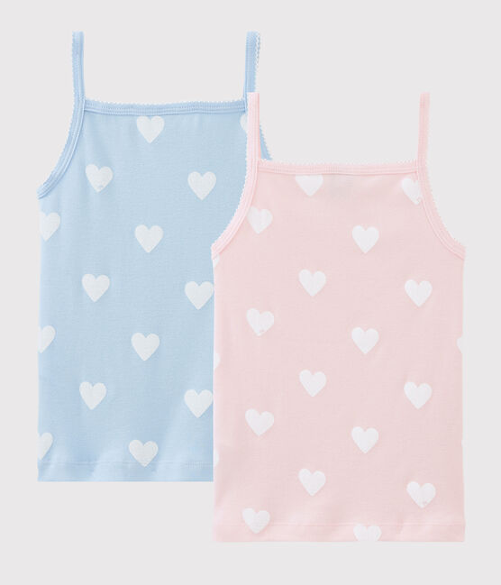 Lote de 2 camisetas de tirantes de corazón de algodón ecológico de niña variante 1