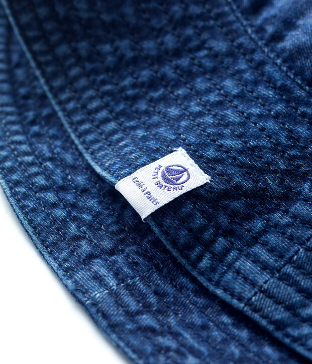 Gorro de tejido vaquero de algod&oacute;n org&aacute;nico para beb&eacute; azul