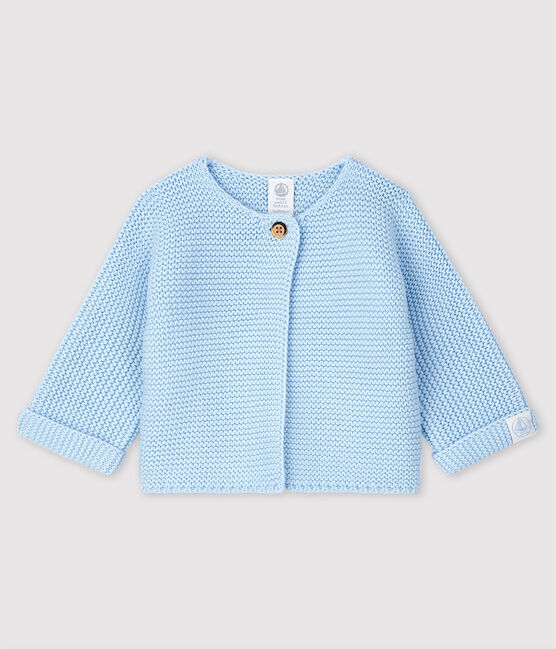 Cárdigan de punto de bebé de algodón orgánico azul TOUDOU