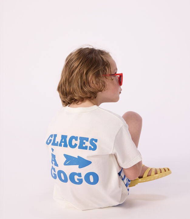 Camiseta infantil de manga corta de algod&oacute;n blanco