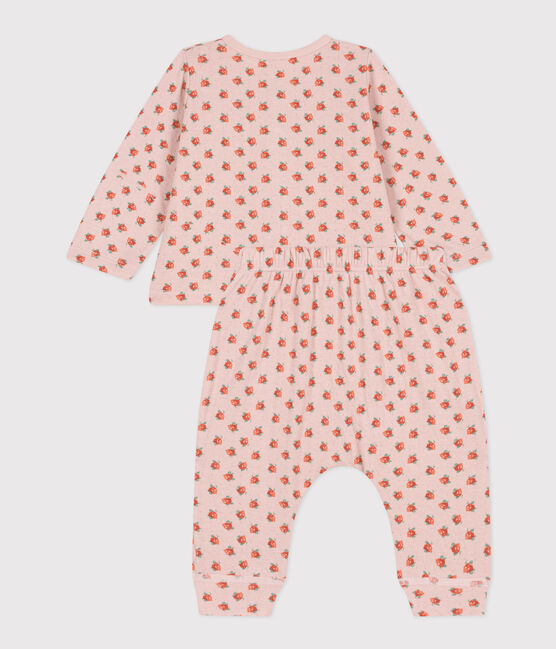 Conjunto de túbico con estampado de flores para bebé rosa SALINE/blanco MULTICO