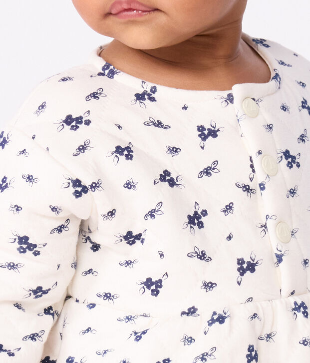 Vestido de algod&oacute;n de manga larga con estampado de flores para beb&eacute; azul/azul