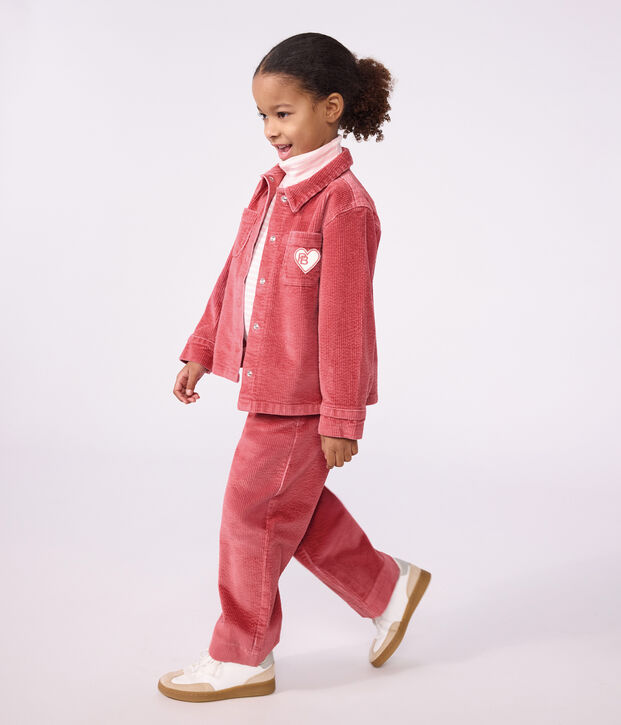 Camisa infantil lisa de terciopelo rosa