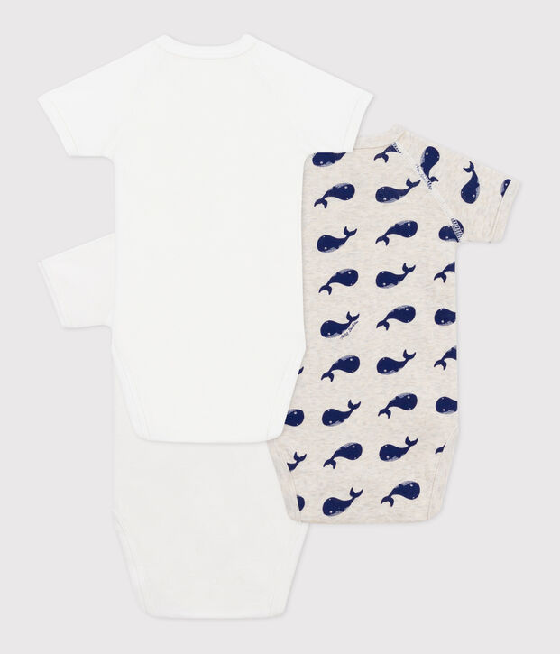 Juego de 3 bodis cruzados y estampados de manga corta de algod&oacute;n para beb&eacute; multicolor