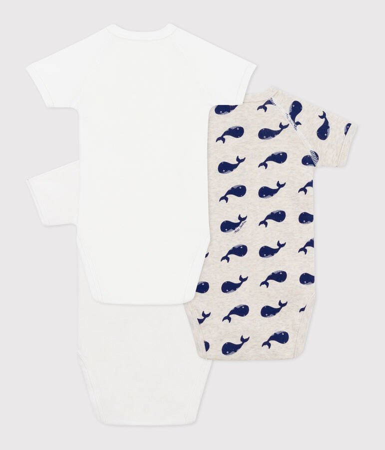 Juego de 3 bodis cruzados y estampados de manga corta de algod&oacute;n para beb&eacute; multicolor