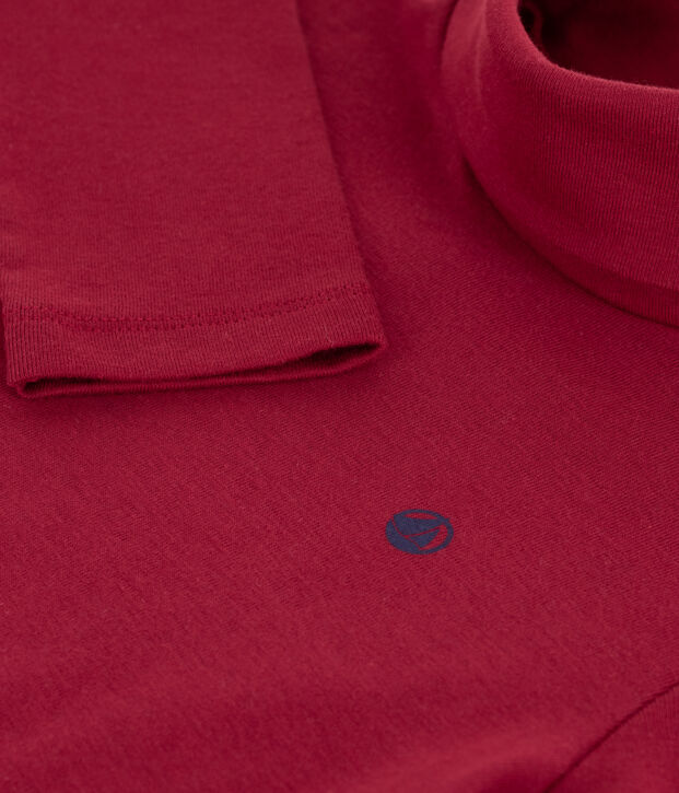 Camiseta infantil de cuello alto de algod&oacute;n rojo