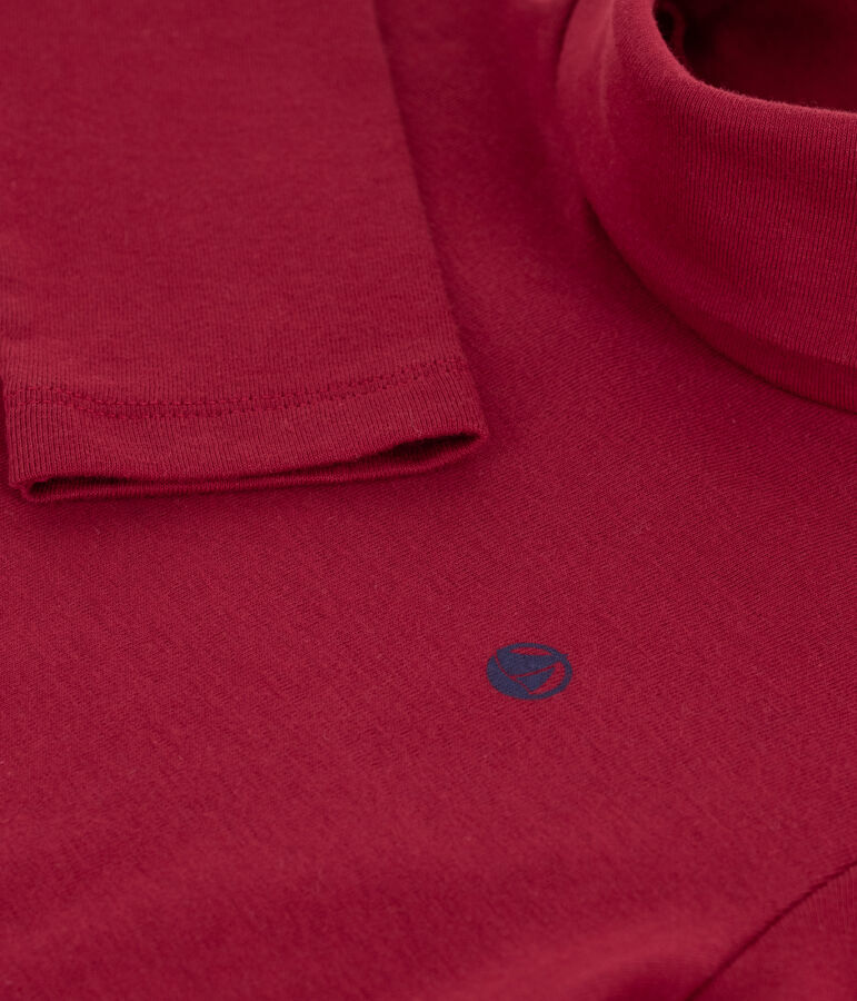 Camiseta infantil de cuello alto de algod&oacute;n rojo