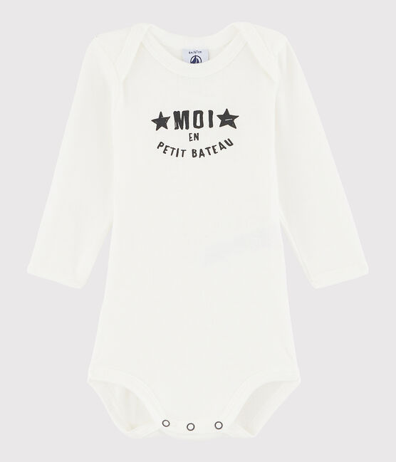 Bodi de manga larga de bebé niña/niño blanco MARSHMALLOW