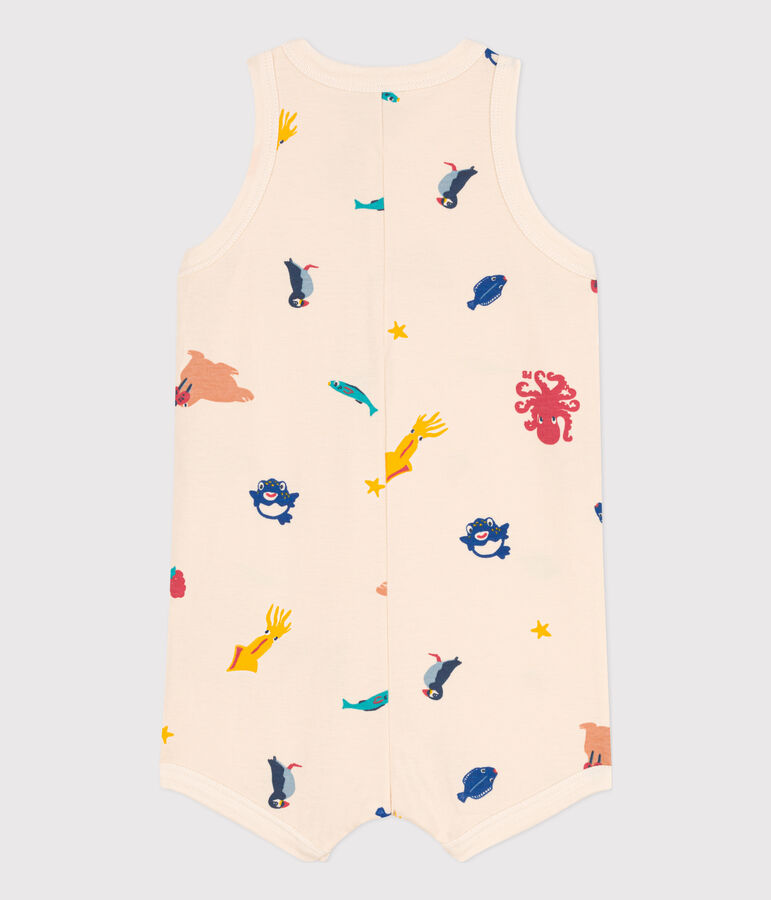 Mono corto de punto estampado para beb&eacute; crudo/multicolor