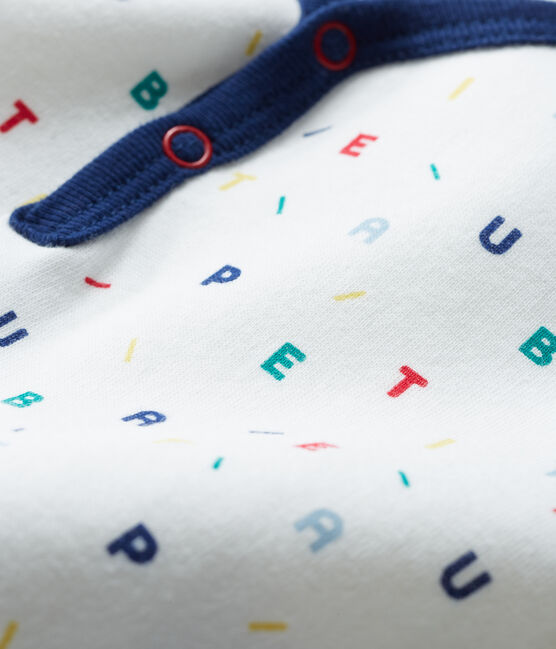 Pijama de muletón para bebé niño blanco MARSHMALLOW/blanco MULTICO