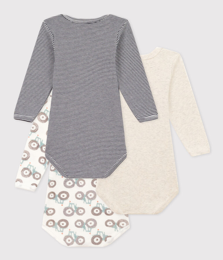 Juego de 3 bodis de algod&oacute;n de manga larga con tractores para beb&eacute; variante 1