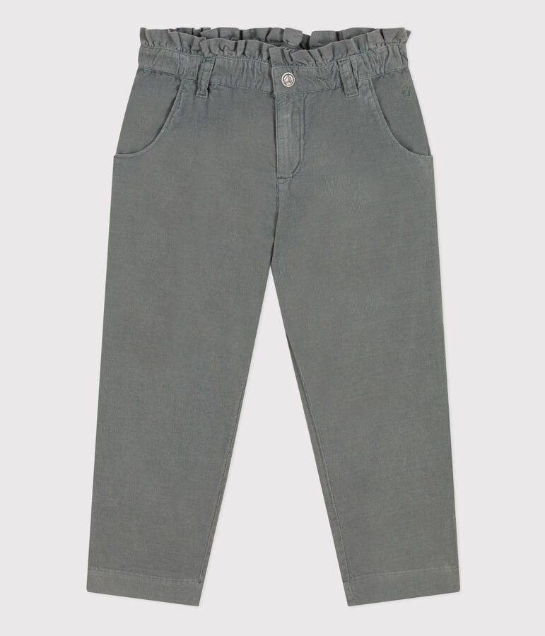 Pantal&oacute;n recto de terciopelo para ni&ntilde;a verde