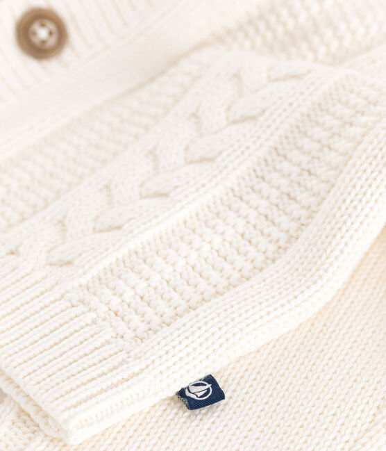 Cárdigan de algodón para bebé blanco MARSHMALLOW