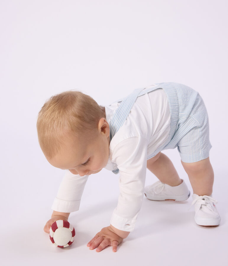 Peto corto de algod&oacute;n a rayas para beb&eacute; azul MARSHMALLOW/ FLO