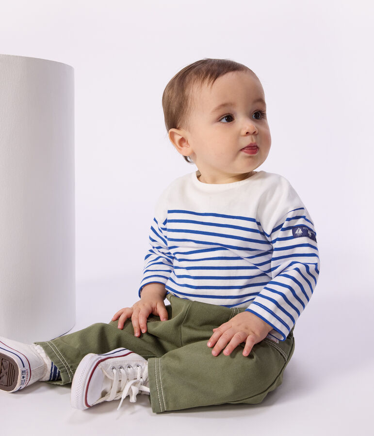 Pantal&oacute;n liso de tejido denim de color para beb&eacute; verde