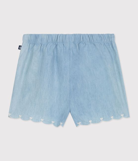 Shorts para bebé de chambray bordado azul BLEU CLAIR