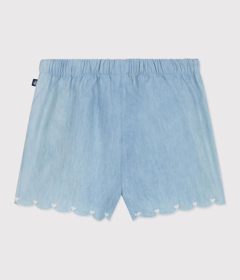 Shorts para beb&eacute; de chambray bordado azul