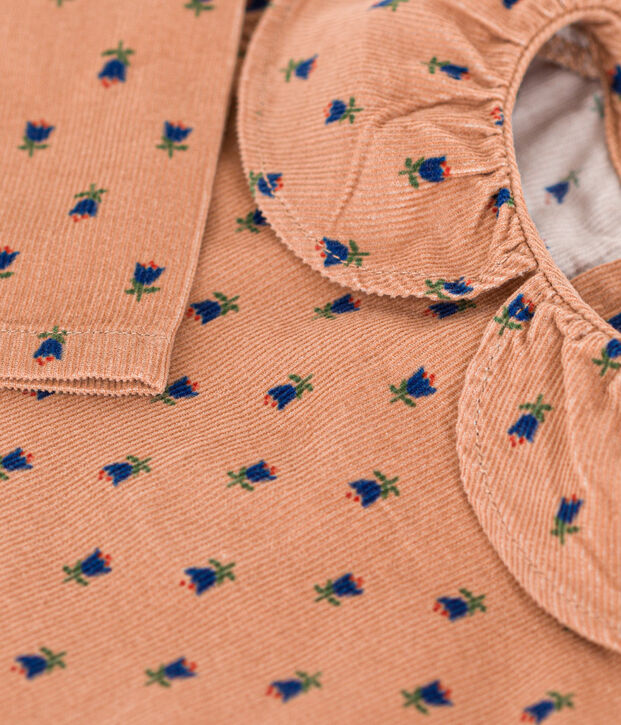 Blusa de terciopelo de manga larga para beb&eacute; rosa/multicolor