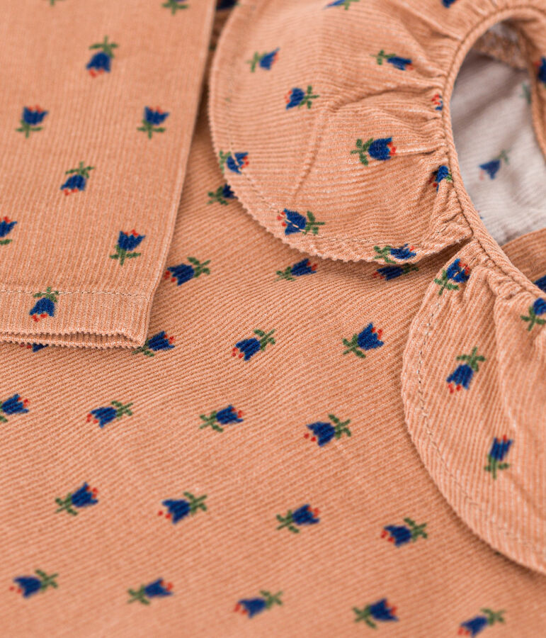 Blusa de terciopelo de manga larga para beb&eacute; rosa/multicolor