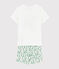 Pijama corto de cactus de algodón y lino de niño blanco MARSHMALLOW/blanco MULTICO