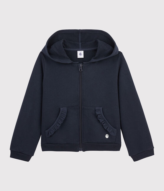 Sudadera con capucha de felpa de niña. azul SMOKING