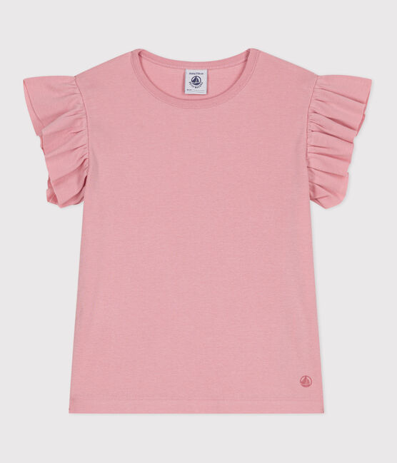 Camiseta infantil lisa de manga corta de algodón rosa CHARME
