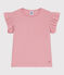 Camiseta infantil lisa de manga corta de algodón rosa CHARME