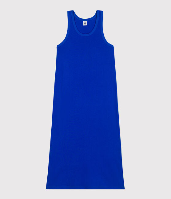 Vestido largo tipo camiseta sin mangas de algodón para mujer azul PERSE