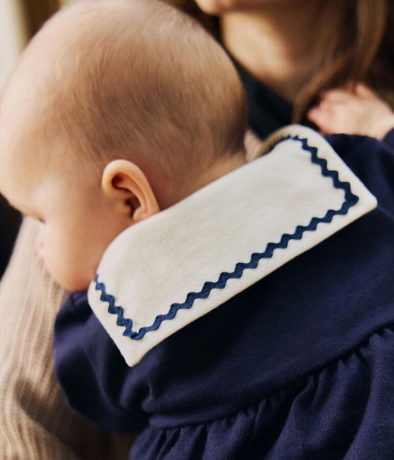 Vestido marinero con cuello de uniforme y leggings de algod&oacute;n para beb&eacute; azul/crudo