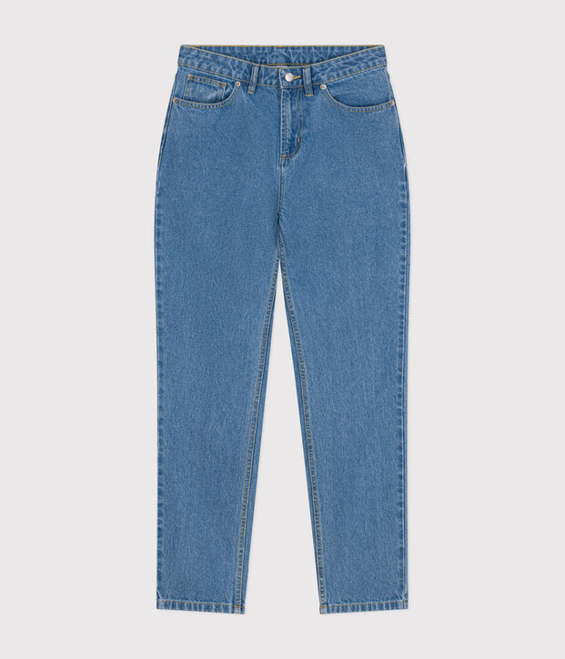 Pantal&oacute;n denim recto para mujer azul