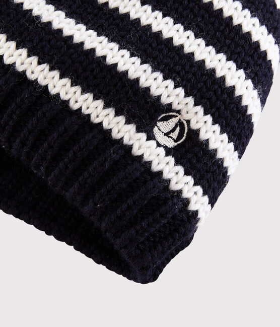 Gorro de niña/niño azul SMOKING/blanco MARSHMALLOW